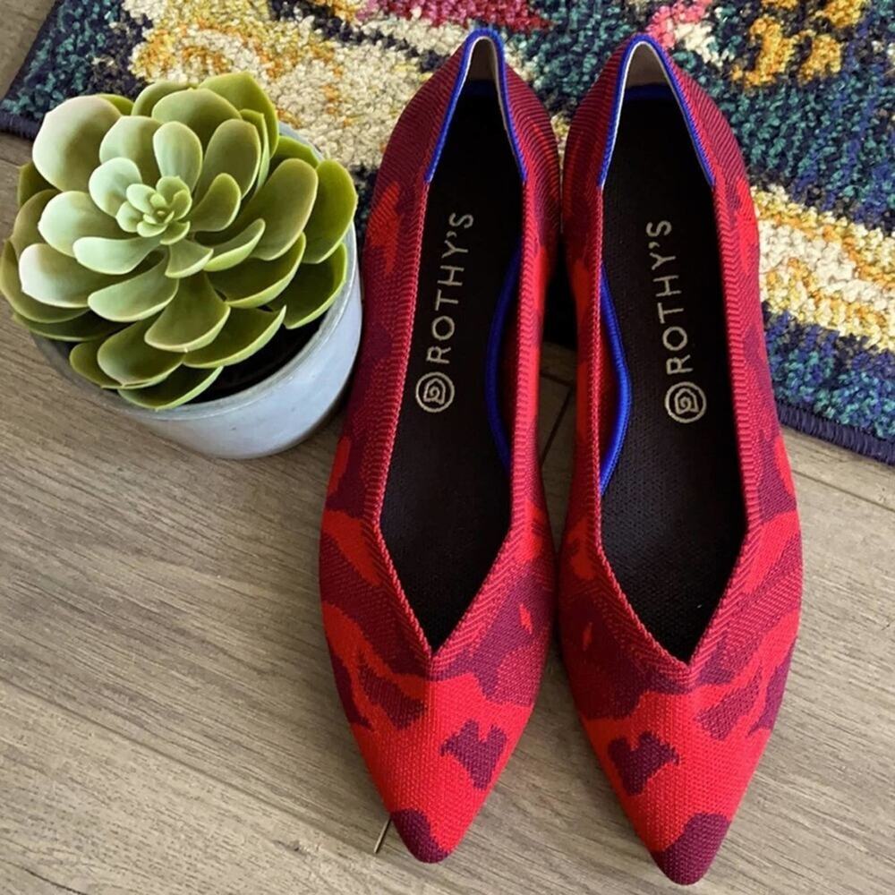 Rothys the point red camuflaje size 5.5 woman’s flat shoes